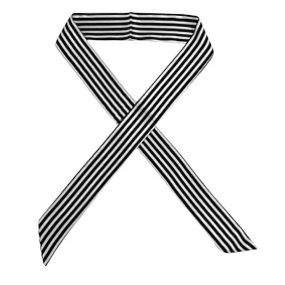 Black White Stripe Silk Twilly - Picture 1 of 2